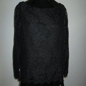 Kate Hill Black cotton acetate nylon lack top